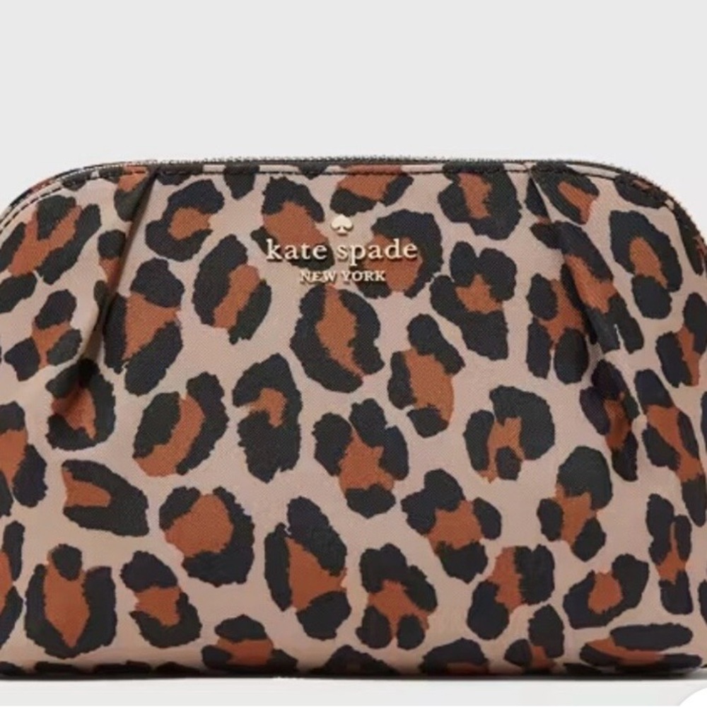 Kate Spade Brown and Black Leopard Cosmetic Bag